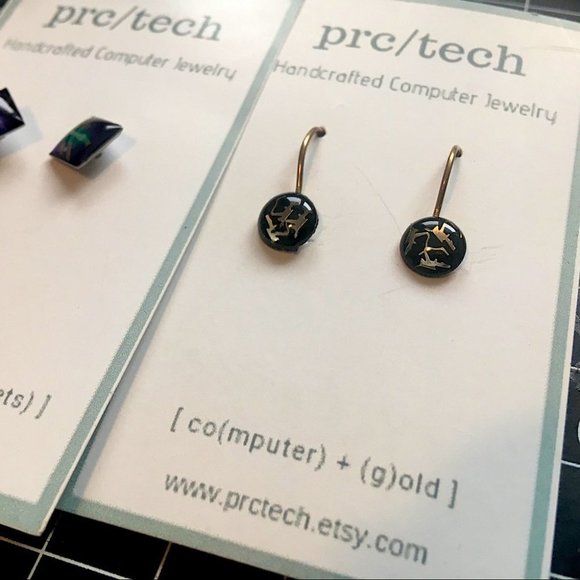 earrings Two pairs of Simple geometric upcycled handmade Canada computer parts - Picture 3 of 8